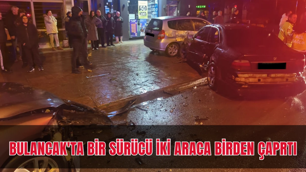 Bulancak'ta bir s&uuml;r&uuml;c&uuml; iki araca birden &ccedil;aprtı