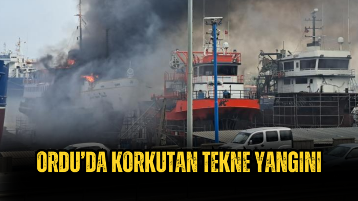 Ordu limanda korkutan tekne yangını: Söndürme çalışmaları sürüyor