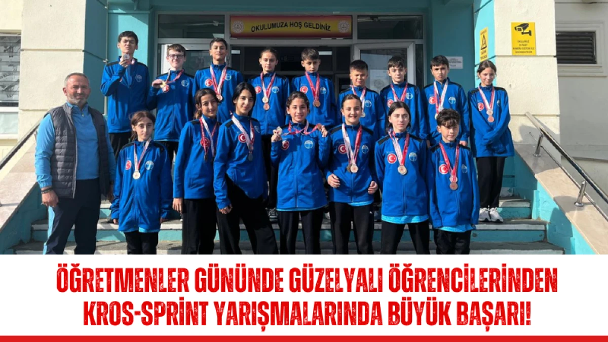 Öğretmenler Gününde Güzelyalı öğrencilerinden kros-sprint yarışmalarında büyük başarı!