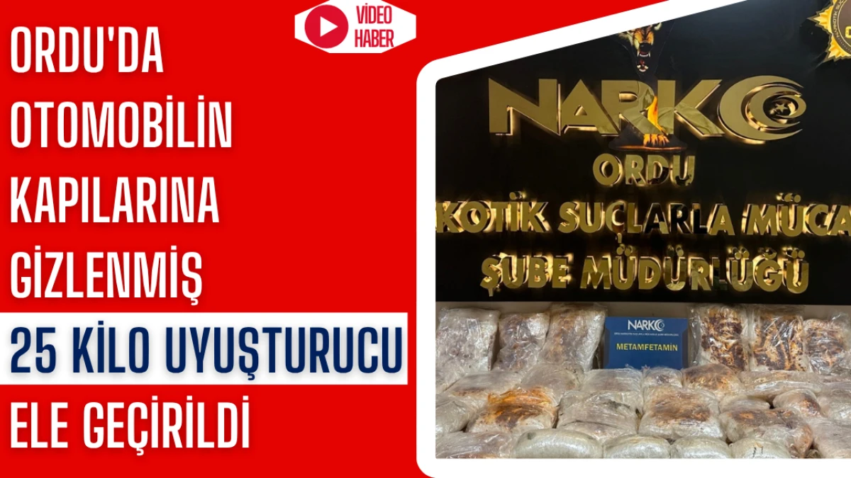 Ordu'da otomobilin kapılarına gizlenmiş 25 kilo uyuşturucu ele geçirildi